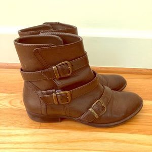 Brown Buckled Ankle Booties - Mossimo - Size 8